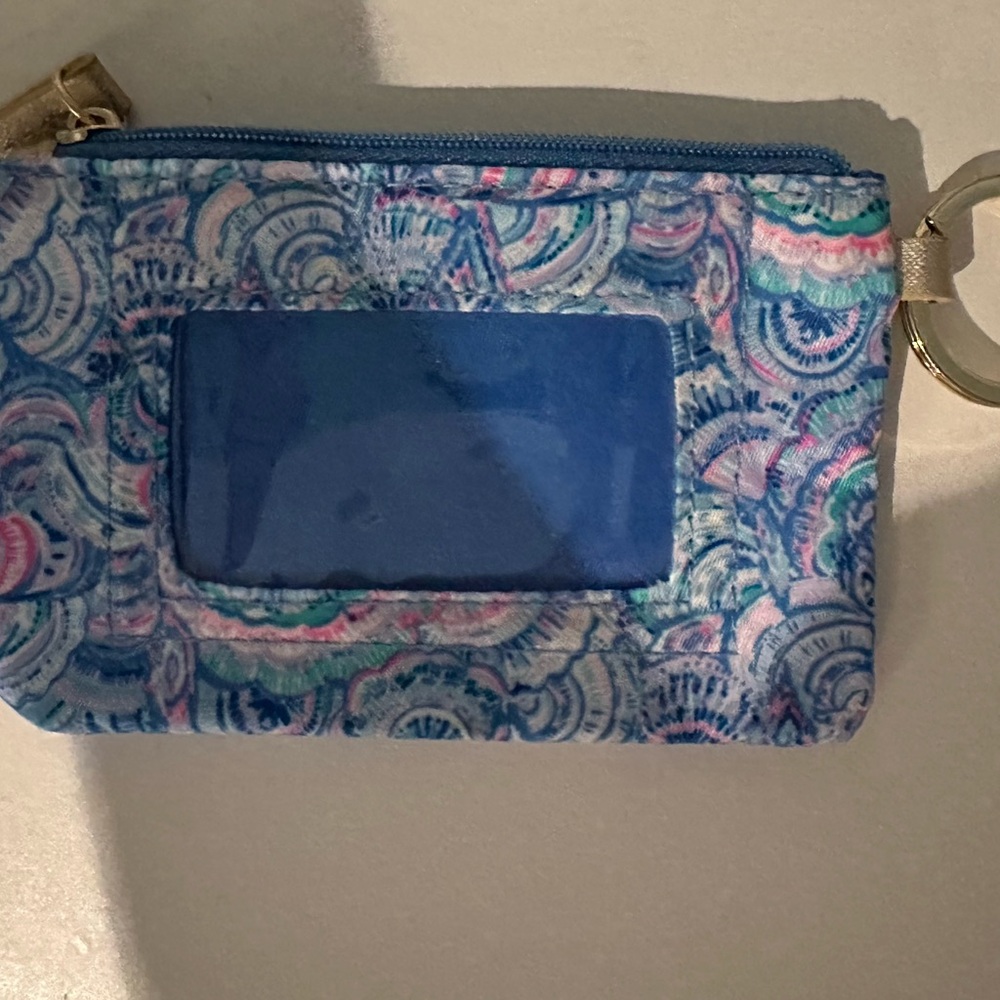 Lilly Pulitzer Blue and Pink Patterned Keychain Wallet